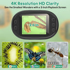 1000X Handheld Microscope for Kids 4K 2.0" Screen Rechargeable Mini Pocket Digital Microscopes w/Slides Kit Portable Edu Gift Age 4-6 8-12 Children Students (Green)