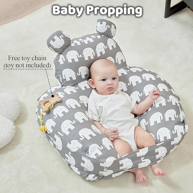 Nursing Pillow for Breastfeeding, Breast Feeding Pillow for Mom Support, Adjustable Waist Strap and Removable Cotton Cover, Elephant