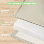 Padded Baby Play Mat, Super Soft Vegan Leather Baby Mat for Floor, 48x48 Thick Foam Cushioned Play Mat for Babies 6-12 Months, Fits Nicely Into 50x50 Playpen Mat, Grayish Green