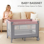 4-in-1 Baby Bassinet with Playard, Sleeper Nest, Changing Table, Mosquito Net & Canopy, Storage and Toys for Newborn to Toddler