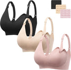 Angelhood Nursing Bras for Breastfeeding, Seamless Wireless Comfort Push up Lace Nursing Maternity Bralette for Pregnancy