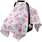 Rquite Muslin Car Seat Cover Baby, Carseat Covers Baby Girl Boy, Breathable Lightweight Infant Car Seat Cover, Baby Carrier Cover Car Seat Canopy Stroller Sun Shade for Summer & Hot Day, Universal Fit