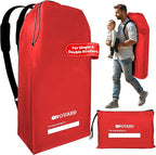 ONGUARD Waterproof Single and Double Stroller Bag for Airplane - Travel Stroller Cover for Air Travel and Storage - Gate Check Bag Backpack- Baby Airplane Essentials - Red