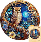 masseruon Wooden Puzzle for Adults-Moonlight Owl, Unique Shaped Jigsaw Puzzles(S, 100pieces, 8.4x8.4in), Beautiful Animal Owl Jigsaw Wood Puzzles Adult, Family Puzzle Game Christmas Birthday Gift