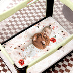 Stretchy Ultra Soft Jersey Knit Pack n Play Sheets Set 2 Pack, Portable/Mini Crib Sheets with Deep Pocket, Universal Fit Playard Pads Safe and Snug, Pretty Rose Flora for Girls, Orange Pink