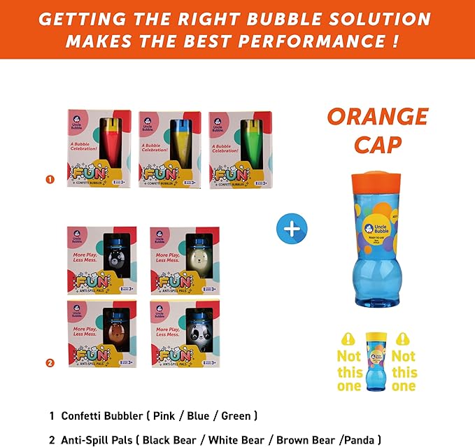 Uncle Bubble Mini Bubble Blower, Makes Thousands of Bubbles, for Kids and Toddlers, Plastic Reduction Version