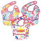 Tiny Twinkle Mess Proof Baby Bibs for Eating - Waterproof, Wipeable Bibs - Toddler Bibs - Travel Friendly - PFAS, PVC, BPA, Phthalate Free - Baby Food Bibs(3 Pack, Loved Girl)