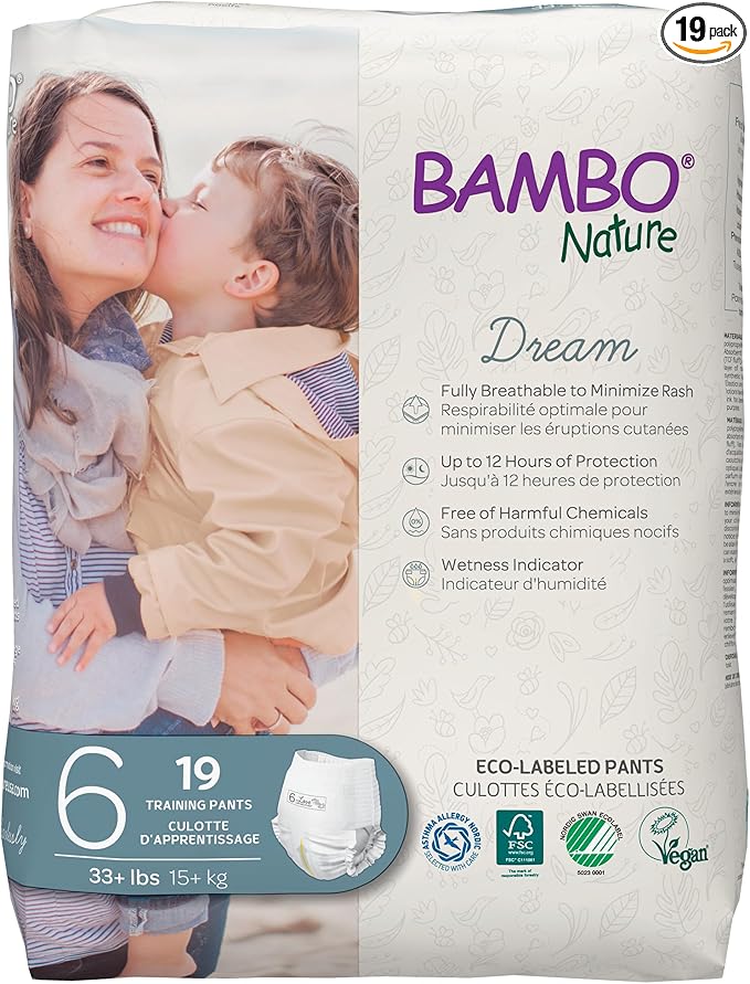 Bambo Nature Hypoallergenic Training Pants, Eco-Labeled Training Pants, Totally Chlorine-Free - Size 6 (19 Count)