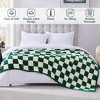 WRENSONGE Checkered Throw Blanket, Avocado Green Soft Cozy Fluffy Warm Hand Made Throw Blankets for Couch, Sofa, Chair, Bed, Camping, Picnic, Travel Lightweight Bed Blanket - 60"*80"