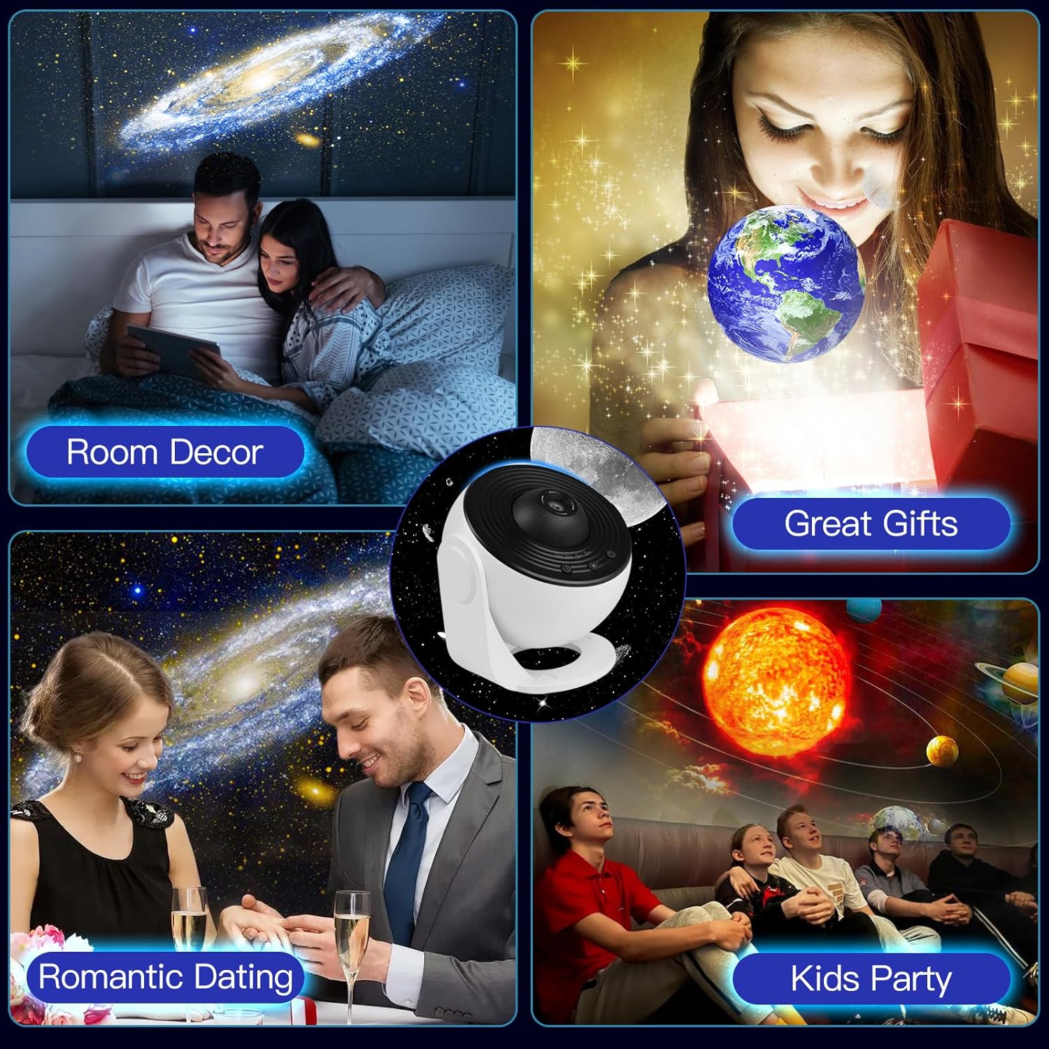 Star Projector Galaxy Light, 13 Film Discs Planetarium Galaxy Projectors for Bedroom,360°Rotating Space Night Light Projector with Timer, HD Ceiling Starry Lighting for Kids' Rooms