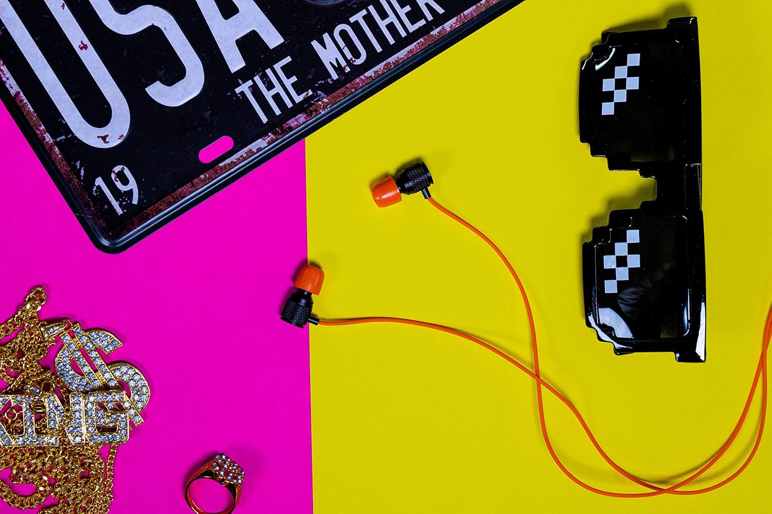 LUDOS Ultra Wired Earbuds in-Ear Headphones, 5 Years Warranty, Earphones with Microphone, Noise Isolating Ear Buds, Memory Foam for iPhone, Samsung, School Students, Kids, Women, Small Ears - Orange