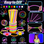 112PCS Glow in the Dark Party Supplies for Kids Adults, Light Up Party Favors with Light Up Glasses, 50 Glow Sticks Bulk Pack for DIY Bracelets Necklaces, Neon Party Supplie Decorations for Hallowee