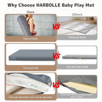 Baby Play Mat 47x47 Inches, Extra Thick 1.2" Foam Floor Mat for Tummy Time & Crawling, Waterproof Non-Slip Faux Leather Playpen Mat for Infants Toddlers, Indoor Outdoor Gym Activity, Blue