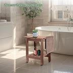 HDPE Shower Bench Seat Capacity 300LB, Waterproof Bathroom Stool with Side Carry Holes, Compact 16.8" L Design, Non-Slip Shower Seat for Elderly, Shaving Legs & Spa - Indoor/Outdoor Use(Brown)