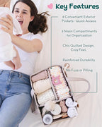 Lily Miles Baby Diaper Caddy Organizer, Quilted Nursery Storage Organizer for Newborn Essentials and Diaper Changing Station, Gift for Baby Shower and Registry Must-Have (Soft Sand)