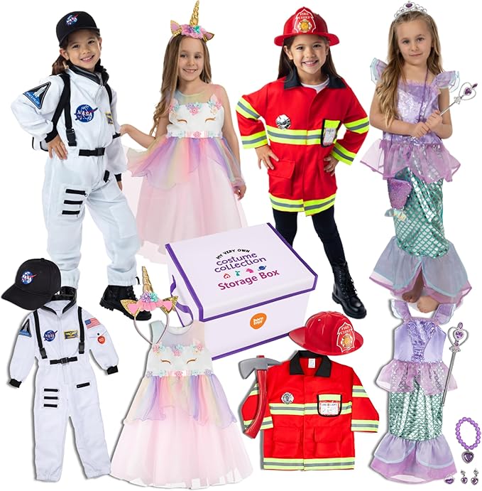 Born Toys Dress Up Clothes for Little Girls 4-6, Washable Toddler Costumes for Kids Pretend Play 3T-4T