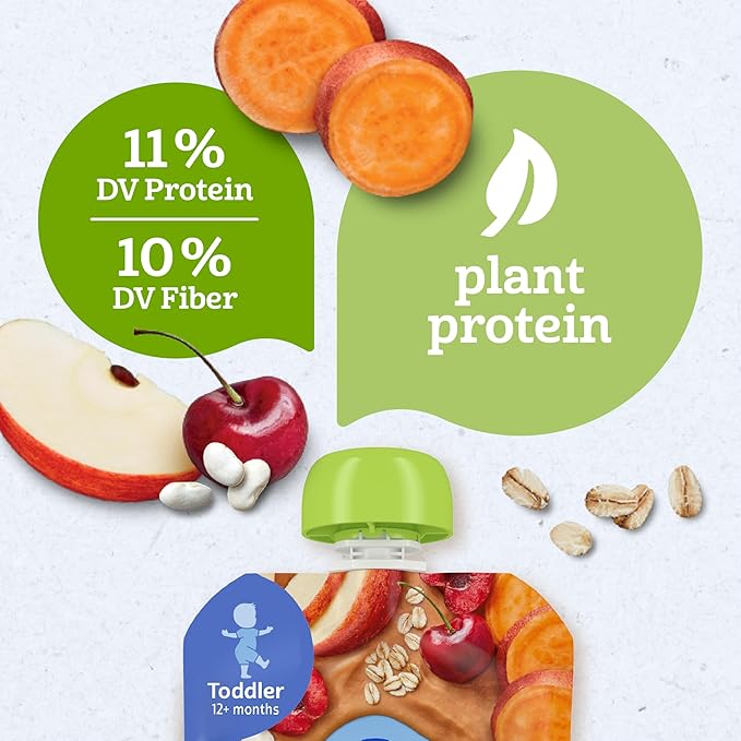 Gerber Toddler Food, Organic Sweet Potato Cherry Smash Puree Pouch, Toddler Pouches, No Added Sweetener, No Artificial Flavors, 12-Pack