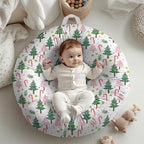 Cartoon Winter Christmas Tree Stars Leaves Pattern Baby Lounger Cover, Unisex Removable Infant Newborn Snug Fit Floorseat Sleeping Lounger Slipcover for Boys Girls Lounger Pillow, Cover Only-24*26