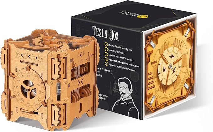 Tesla Box - Electronic Puzzle Box - Escape Room Game in a Box - Brain Teaser - 3D Wooden Puzzle for Adults - Money Puzzle Box for Cash Gift - Birthday GiftBox MoneyBox