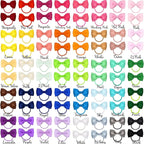 80PCS 2 Inches Baby Bows Hair Ties Mini Boutique Hair Bows Durable Elastic Rubber Ribbon Hair Band Accessories for Toddlers Infants Kids Under 2 Years Old