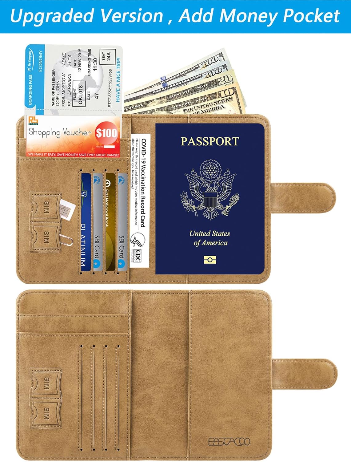 Passport Holder Cover Wallet RFID Blocking Leather Card Case Travel Accessories for Women Men (Brown)