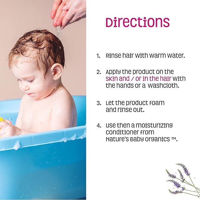Nature's Baby Organics 3 -in-1 Baby Shampoo, Body Wash and Face Wash, Formulated for Problem and Sensitive Skin, No Sulfate or Artificial Fragrances - Tear Free - Lavender Chamomile 16oz (Pack of 2)