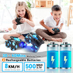 Eulogia RC Stunt Car for Boys 5-12, High Speed 360° Rotating, Drift 4WD Remote Control Car with Headlights, 2.4GHz Electric Rechargeable Race Stunt Toy Car for Boys Girls Birthday (Blue)