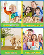 Poraxy Dinosaur Toys, 6 Set STEM Kits for Kids Ages 8-10-12, Toys for Ages 8-13, Science Kits Buildings Projects, 3D Wooden Puzzles Robot Crafts, Gifts for Boys and Girls Ages 8 9 10 11 12 13