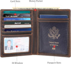 Polare Luxury RFID Blocking Leather Passport Holder Travel Wallet For Men and Women (Dark Brown with AirTag Slot)