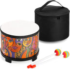 Tosnail 8 Inch Floor Tom Drum with Storage Bag and Mallets for Kids, Percussion Instrument Musical Toy for Children, Toddlers, Christmas Birthday Gift - Face Pattern