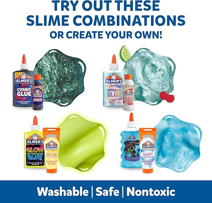 Elmer’s All-Star Slime Kit, Includes Liquid Glue, Slime Activator, and Premade Slime, 9 Count