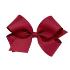 Wee Ones Girls' Plain Wrap Classic Grosgrain Hair Bows on a WeeStay No-Slip Hair Clip, Handmade, Medium, Cranberry