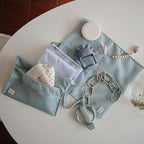 mushie Water Resistant Wet Bags | Large & Small Reusable Storage Bag for Baby Items and Travel | Zippered Pockets with Handle | Machine Washable, Set of 2 (Roman Green)