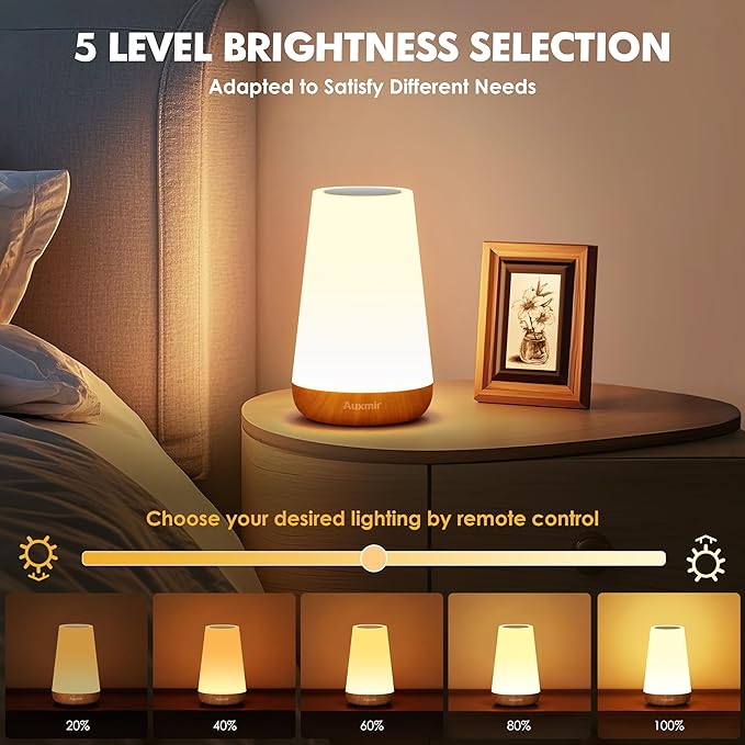 LED Night Light Bedside Lamp Touch and Remote Control Dimmable Tabletop 13 RGB Colors Changing 5 Brightness Adjustable Rechargeable Portable Lamp for Baby Kids Nursery Bedroom Bathroom Outdoor Camping