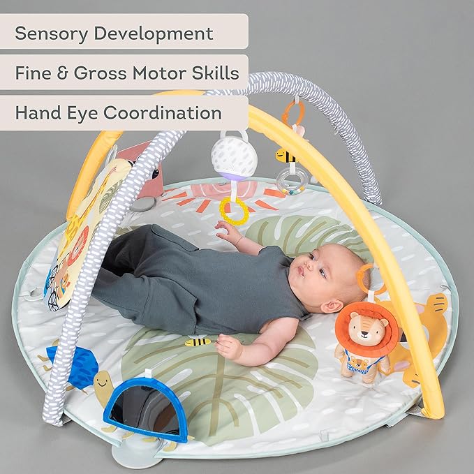 Taf Toys Savannah 360° Activity Gym with Music & Light & 20 Playful Activities, Thickly Padded with Soft Mat and a Unique “Crinkle Toy” for a Variety of Body Positioning for Newborn and Up