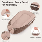 Baby Lounger - Infant Lounger Pillow for Newborn 0-24 Months, Soft, Breathable & Portable Baby Lounger Pillow for Boys & Girls, Cozy Baby Floor Seat for Home & Travel (Sand)