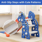 67i Toddler Slide for Indoor & Outdoor Play with Basketball Hoop, Anti-Slip Steps, 46.8in Baby Climber (Blue)