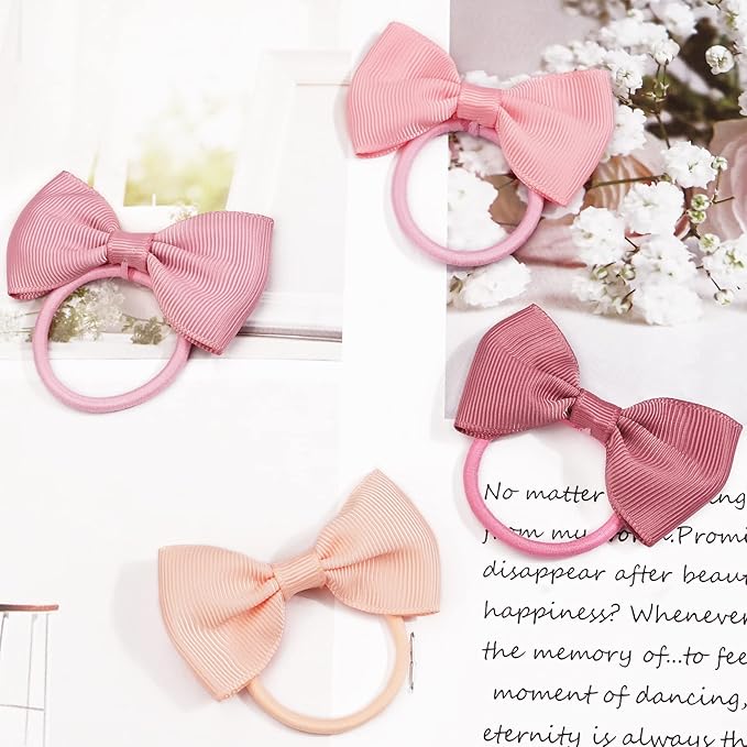 CÉLLOT Toddler Hair Accessories - 40pcs 2.75" Elastics Rubber Ribbon Bands, Bows for Baby Girls, Kids & Children, Pastel Colors