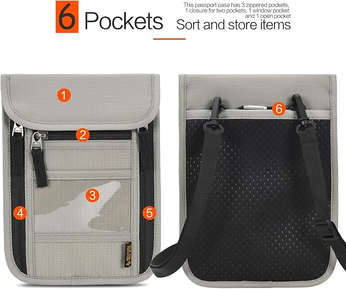 Neck Wallet Lightweight RFID Blocking Waterproof Travel Pouch for Women Men