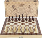 Amerous Chess Set, 12"x12" Folding Wooden Standard Travel International Chess Board Game Set with Magnetic Crafted Pieces For 2 Players