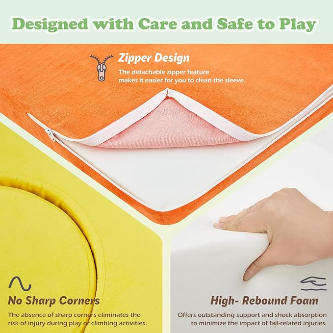 QUCHI Climbing Toys for Toddlers, Baby Climbing Blocks, 7-Piece Soft Foam Climbing Blocks Set, Baby Climbing Toys, Toddler Playtime Corner Climber Foam Play Gym for Climbing Crawling and Sliding