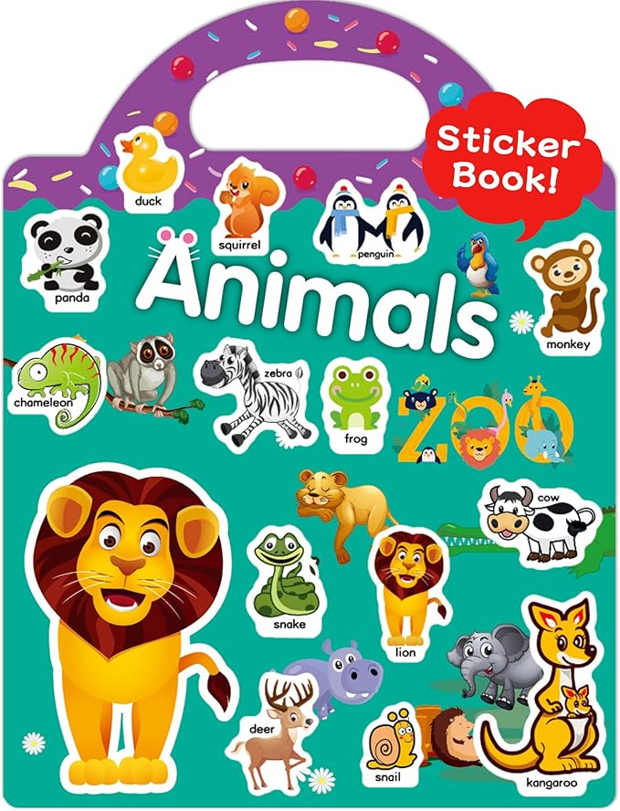Benresive Reusable Sticker Book for Toddlers 2-4 Years, Fun Travel Stickers for Kids, Waterproof Sticker Books for Toddlers 1-3, Crafts Activities for Todddlers 1-3 2-4 3-5 - Animals Zoo
