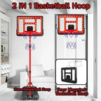 Kids Basketball Hoop Adjustable Height 3.5FT-6.2FT, Indoor Outdoor Toddler Basketball Hoop with LED Scoreboard, Boys Basketball Toy for 3 4 5 6 7 8 Years Gift, Portable Basketball Goals Sport Game