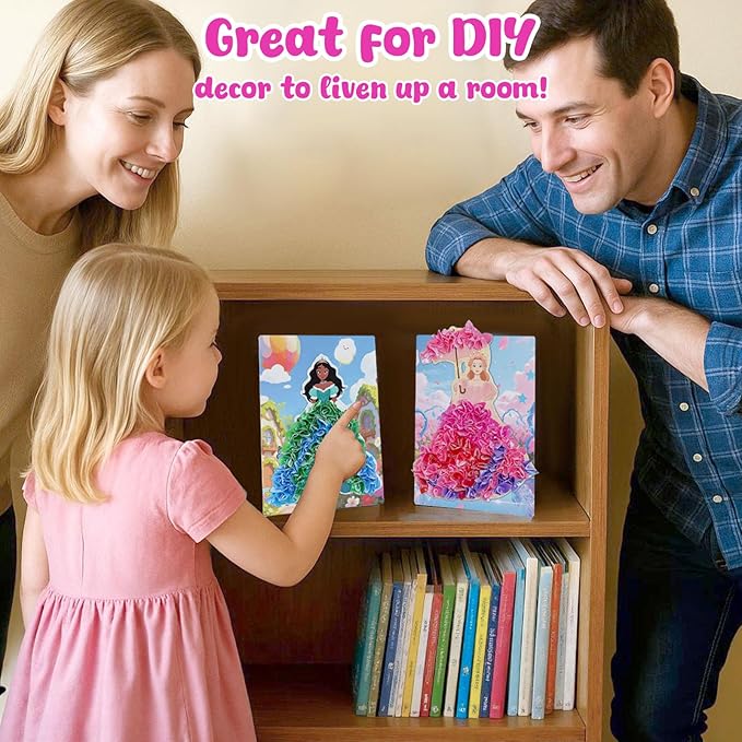 3 otters Poke in Art, Magical Princesses Party Favors Pretty Princess Game for DIY Crafts Birthday Gifts Classroom Prizes for Girls