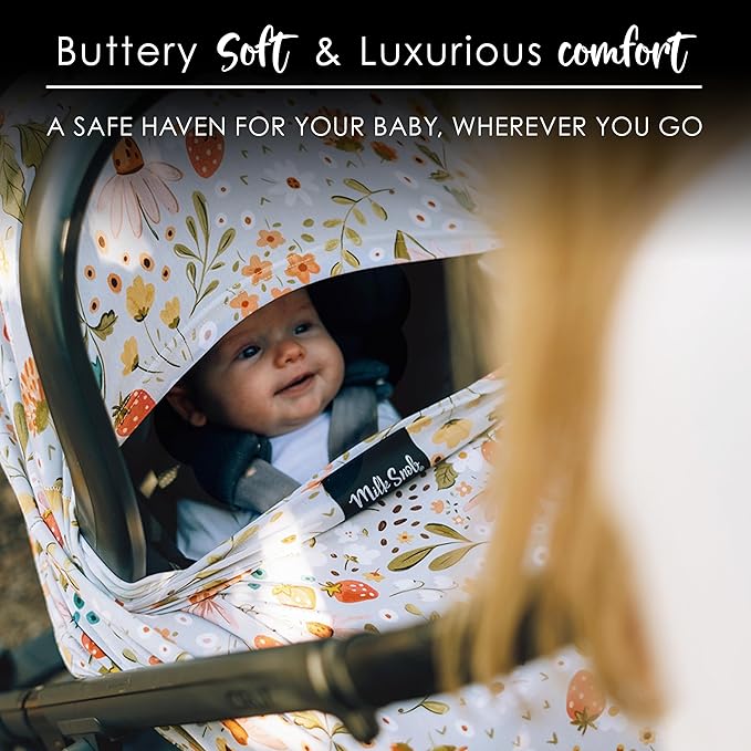 Milk Snob Original 5-in-1 Cover - Nursing Cover for Breastfeeding - Baby Carseat Canopy & Stroller - Essential All-in-One Design - Gift for Mom, Baby (Strawberry Fields)