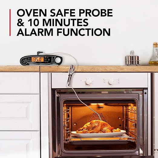 TEMOLA Meat Thermometer, Instant Read Food Thermometer for Cooking, Digital Food Thermometer with LCD Backlight for Candy Fry Grill BBQ Liquids, Kitchen Oven Safe Dual Probe 2 in 1 Thermometer