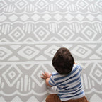 Cushmat Stylish Reversible Foam Play Mat (Large, Crystals - Gray Pink) - Soft, Waterproof, Durable Play mat for Infants, Babies, Toddler, Kids & Grownup - 6.5ft x 4.5ft