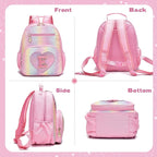 I IHAYNER Kids Glitter Lightweight Backpack for School Travel & Daycare, Toddler Backpack for Girls 3+ Preschool Kindergarten Elementary Kids Backpack-Rainbow Pink E