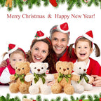 HyDren 12 Pack Bear Stuffed Animals 10 Inch Operation Christmas Bulk Items Small Bear Party Favors Plush Toys for Baby Shower Centerpiece Christmas Birthday Gifts(White, Light Brown)