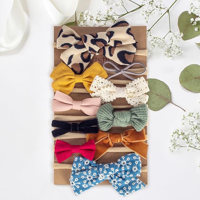 Baby Girl Headbands and Bows, Newborn Infant Toddler Nylon Elastics Hairbands Hair Accessories (Forest)